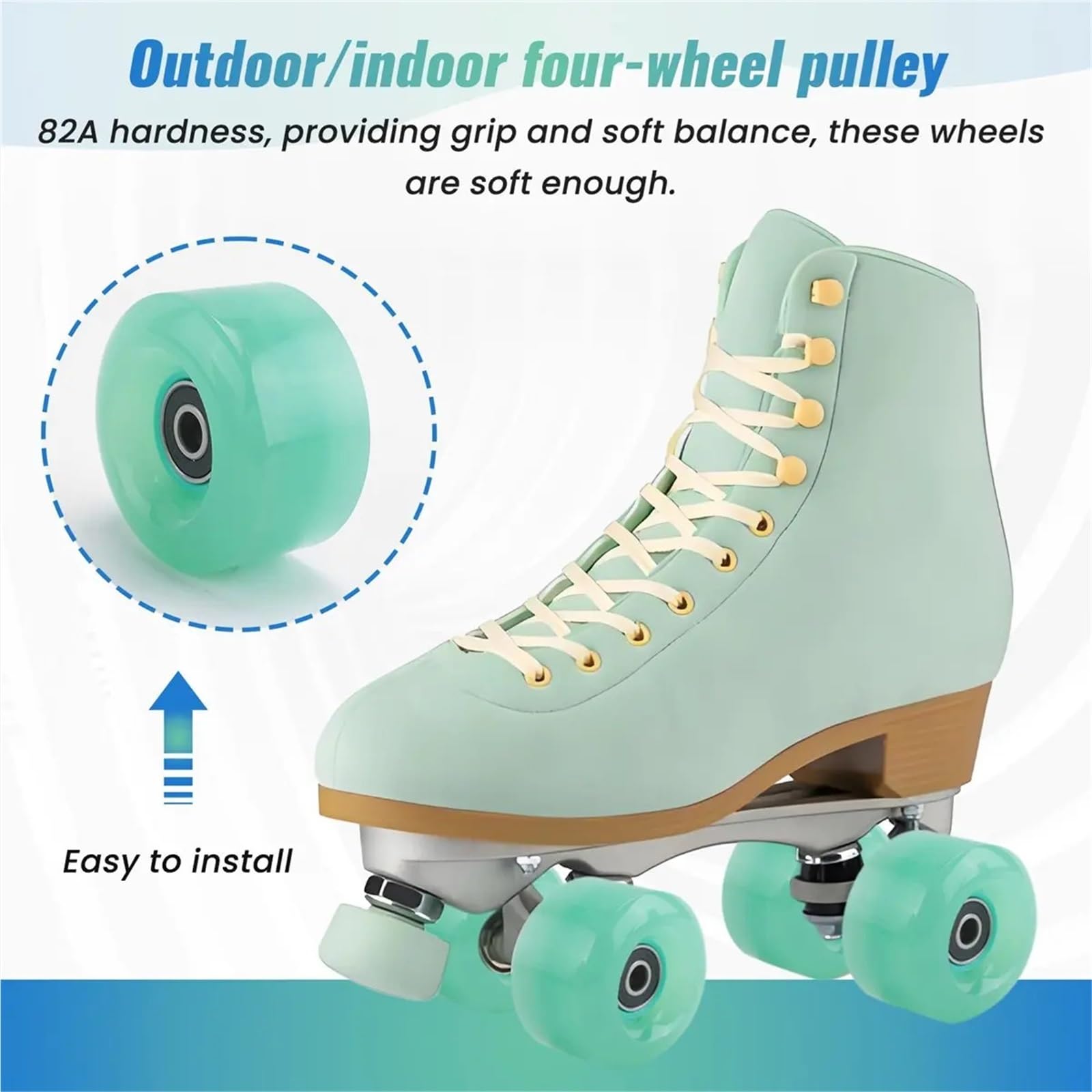 Longboard-Skateboard-Räder, 8 Stück, 58 mm x 32 mm, 82 A, für drinnen und draußen, PU-Räder, Ersatz-Räder, zweireihiges Rollschuh-Zubehör