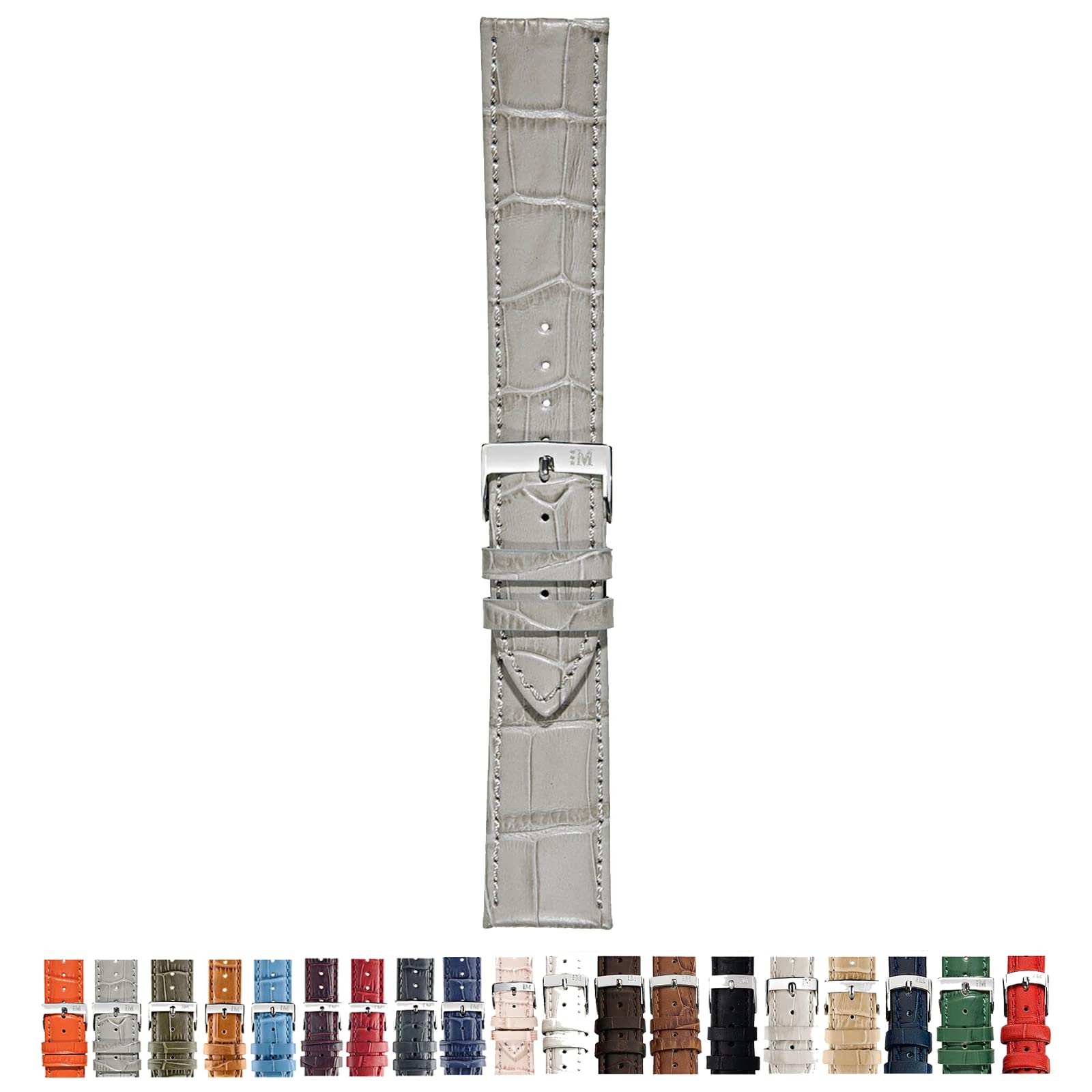 Morellato Alligator-geprägtes echtes Kalbsleder-Uhrenarmband – Edelstahl-Schnalle aus der 1930er-Kollektion