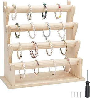 FINGERINSPIRE 4 Tier Wooden Bracelet Stand - Display & Store Bracelets, Watches, Necklaces - Antique White