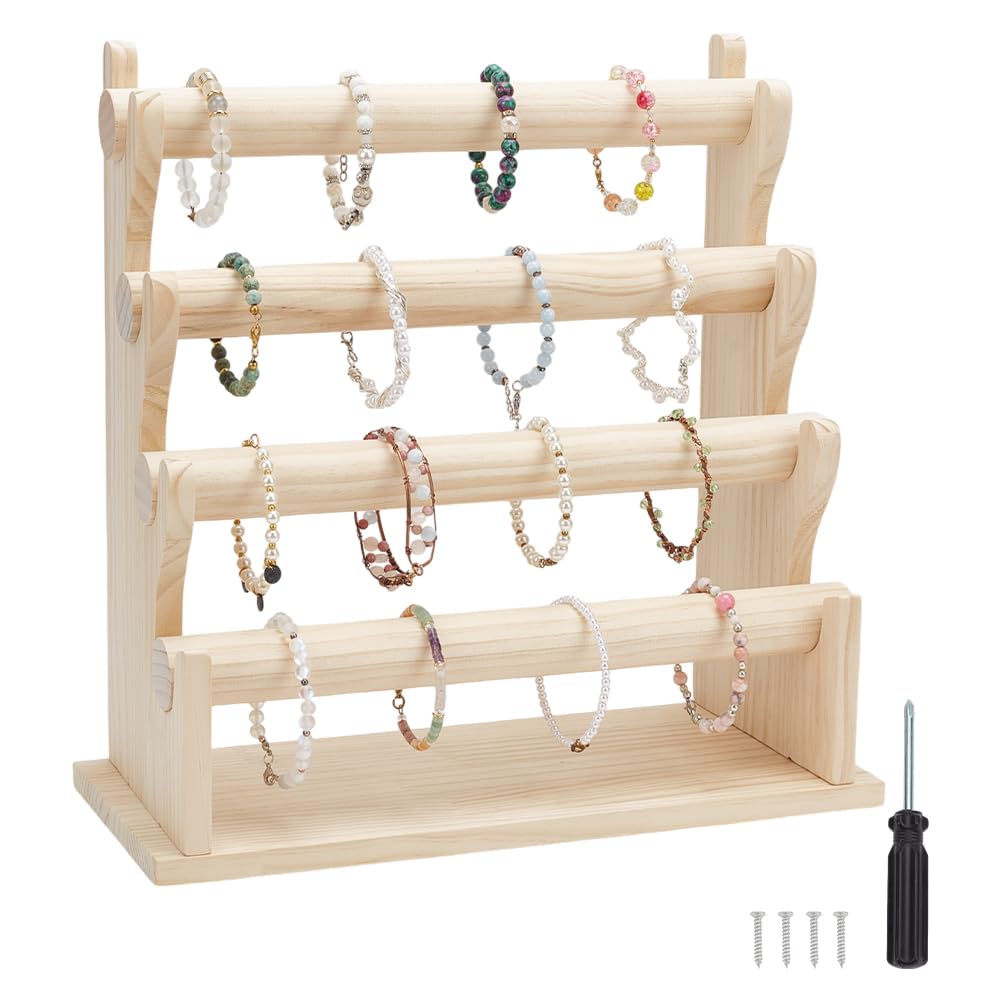 Présentoir à bracelets en bois le cadeau idéal blanc antique 4 paliers
