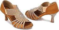 Vista 4 de Women Rhinestone Dance Shoes Ballroom Latin Salsa Bachata Performance Dance Dancing Shoes