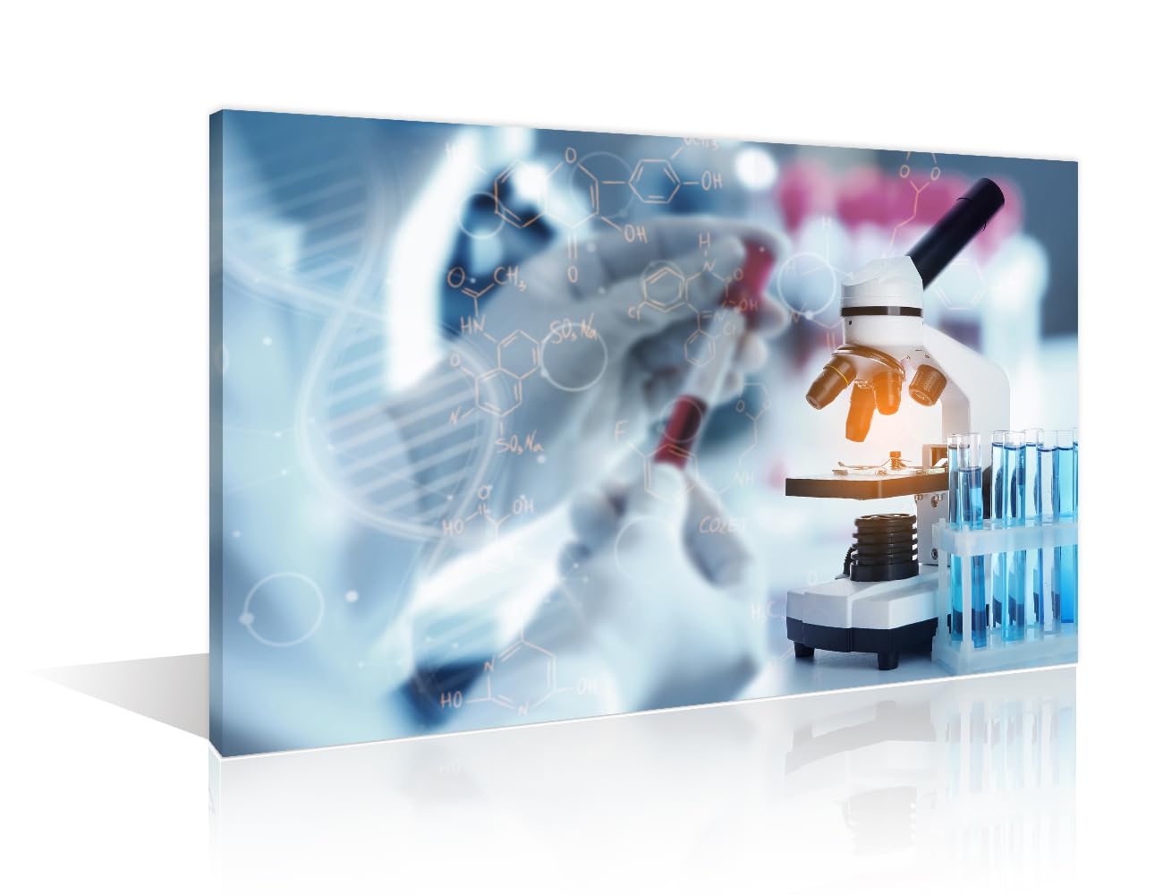 TUMOVO 1 Panels Office Decor Medicine Concept Poster Wall Art for Living Room Home Decor Microscope Black and White Wall Art Framed Ready to Hang (16" Wx24 H)