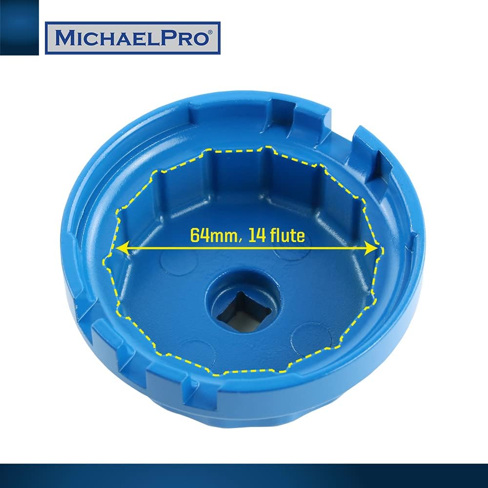 MichaelPro Oil Filter Wrench for Toyota and Lexus Vehicles, Oil Filter Removal Tool 64.5 mm 14 flutes for Most 6 & 8 Cylinder Engines / 2.5L to 5.7 L Engines, Premium Aluminum Alloy - MP009057