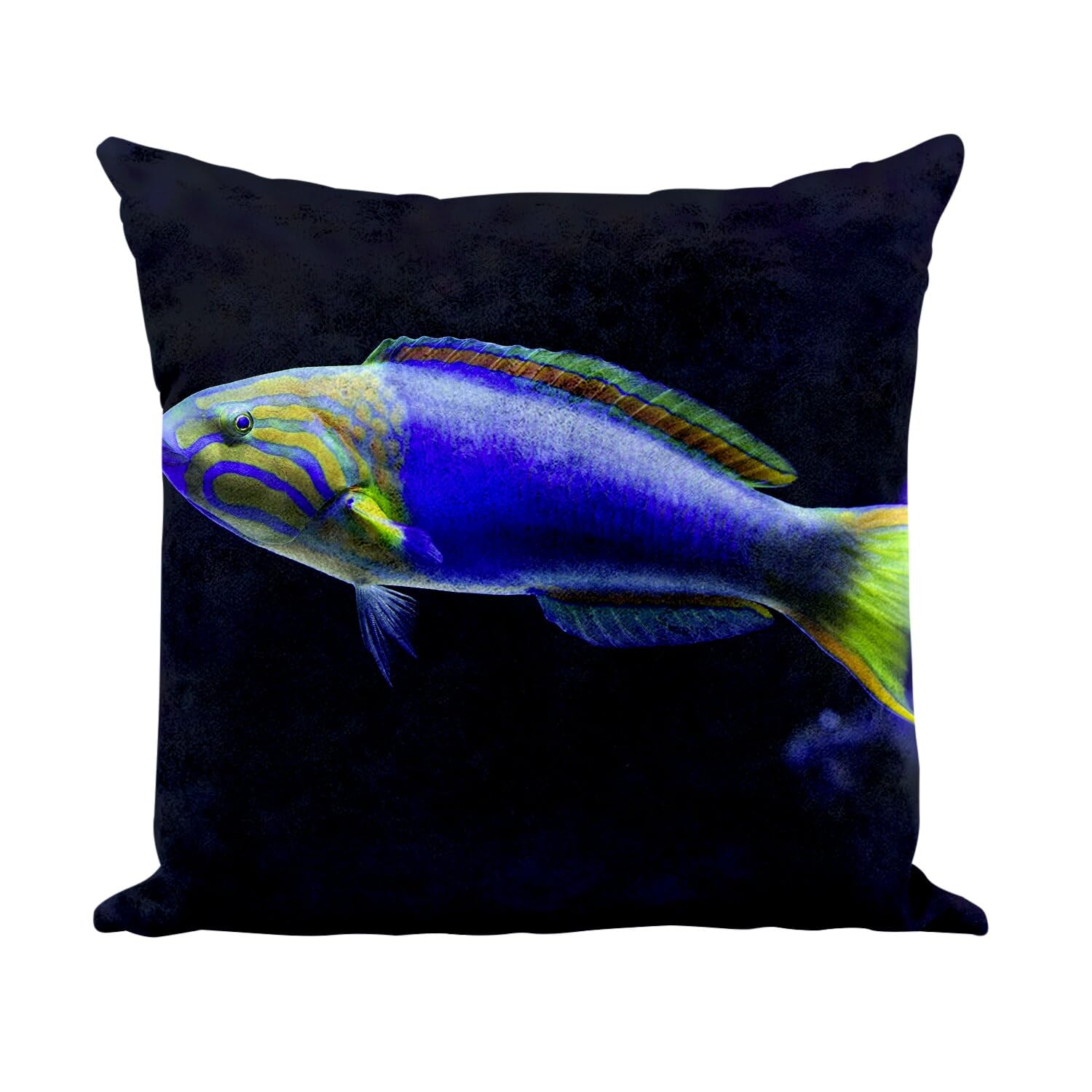 Coussin poisson similicuir blanc 40x40 anti-tache et facile à nettoyer pour déco salon