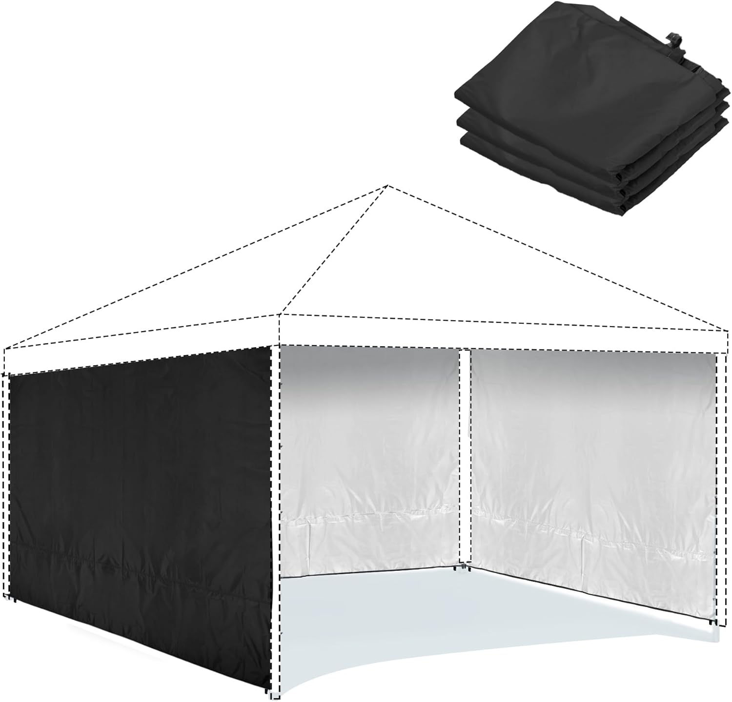 REDCAMP Instant Canopy Sidewall for 10x10ft Pop Up Canopy, 10x6.2ft, 3 Pack Sunwall, Black (3 Sidewalls Only, Canopy Tent NOT Included)