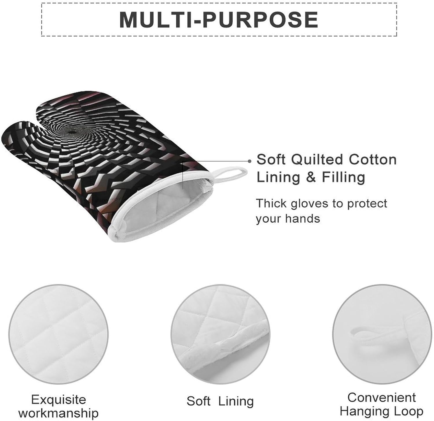 2 Pcs Oven Mitts Heat Resistant Kitchen Gloves Soft Safety Visual Illusion Oven Glove for Microwave, Barbecue