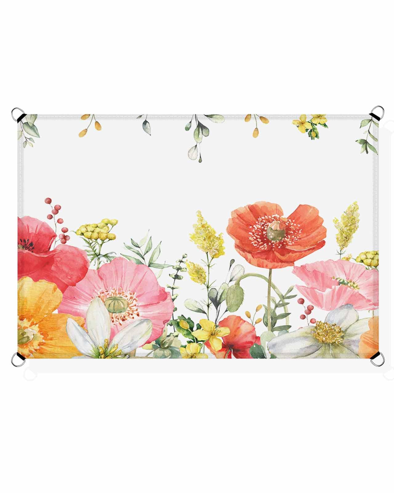 Boanket Sun Shade Sail 6.5' x 10', Spring Floral UV Block Sun Sails Shades for Outdoor Decor, Elegant Summer Flowers Botanical Chic Shade Cloth for Patio Deck Terrace Garden Lawns Beach Backyard