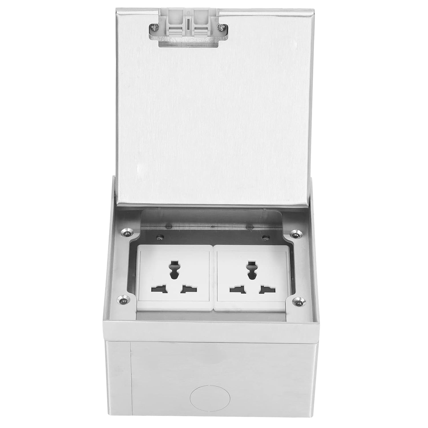 Floor Box Kit, 13A AC250V 2 Universal Outlets Stainless Steel Recessed