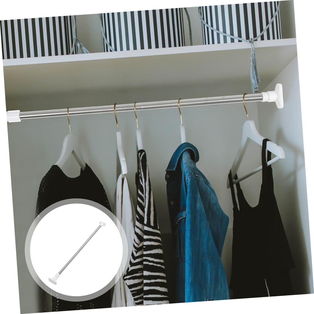 Adjustable No-drill Telescopic Shower Curtain Rod Retractable Clothes Pole for Bathroom Closet and Changing Area Smooth Surface for Easy Cleaning