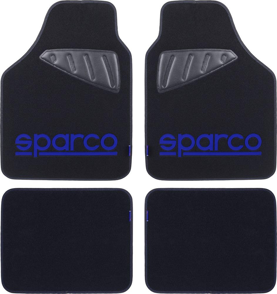 set 4 pieces carpets Universal with scuff left/right Logo Blue black carpet