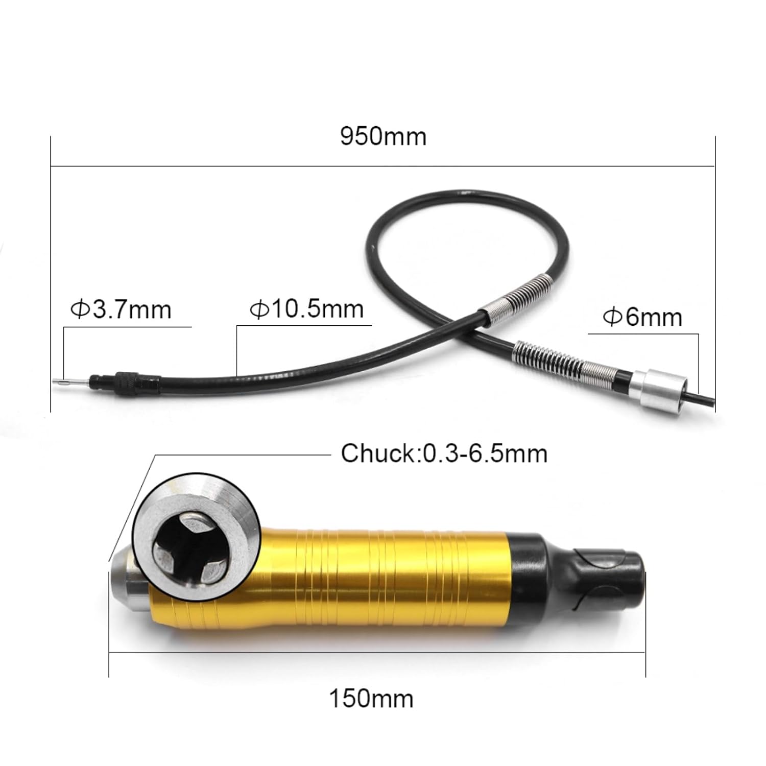 1PCS Flexible Shaft Tube Clamping Size 0.3-6.5mm Electric Grinding Shaft Tube Hand Drill Extension Rotary Tool(4mm Set)