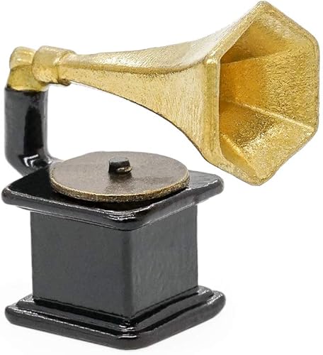 Odoria 112 Tocadiscos de Gramófono en miniatura Accesorios de decoración de casa de muñecas