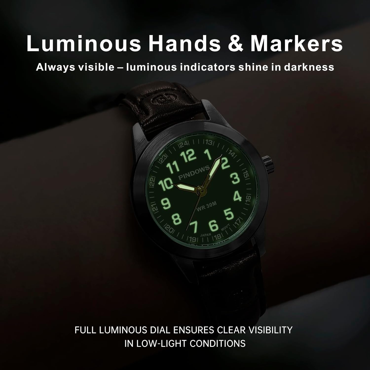 PINDOWS Watches for Women, Classic Business Analog Quartz Small Ladies Watches, 3ATM Waterproof Fashion Dress Watch with Easy-to-Read Luminous Dial - Image 5