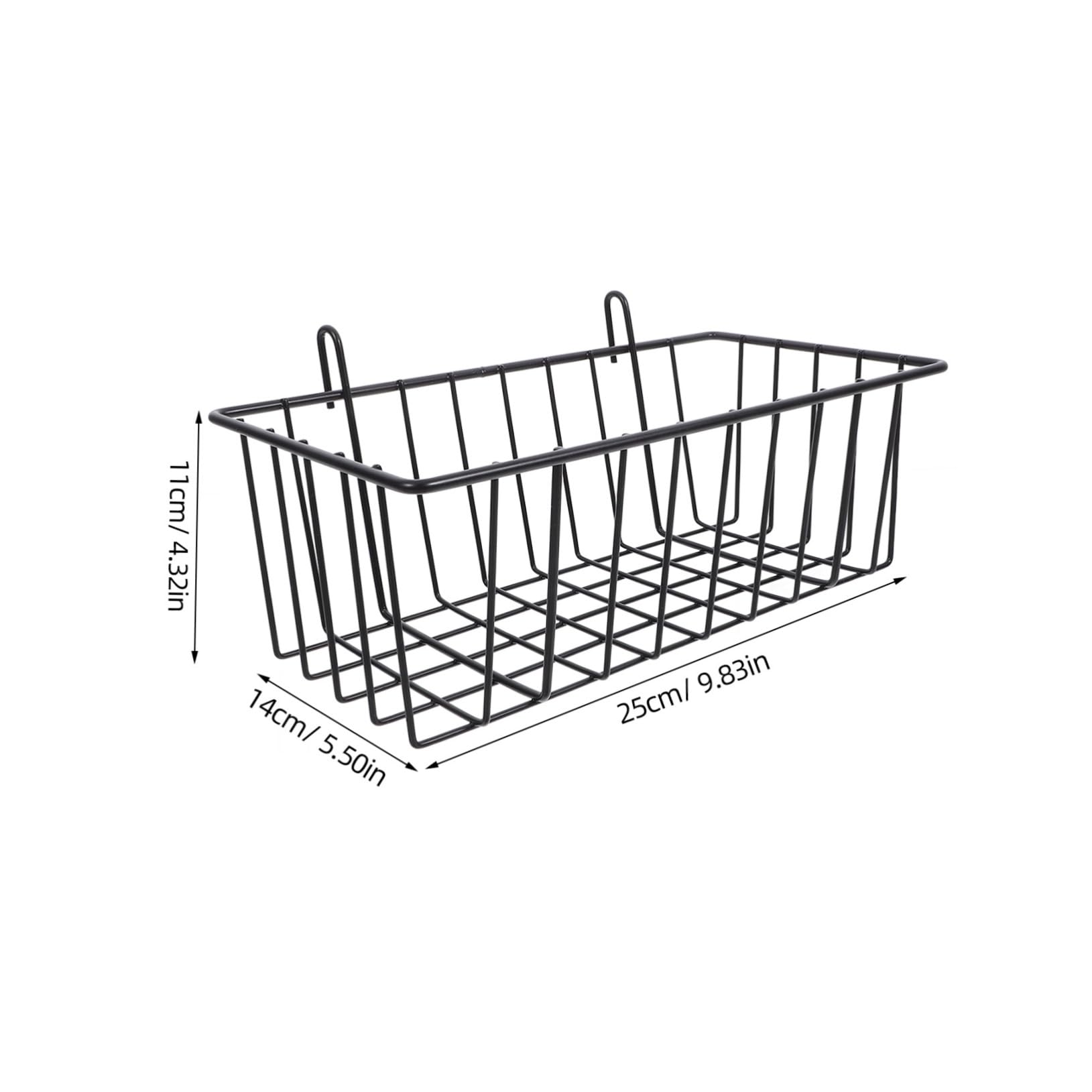 STOBAZA 2pcs Grid Wall Hanging Basket Hanging Baskets for Organizing Pegboard Basket Accessories for Inside Shelf Organizer Pantry Baskets Organization and Storage Black Iron
