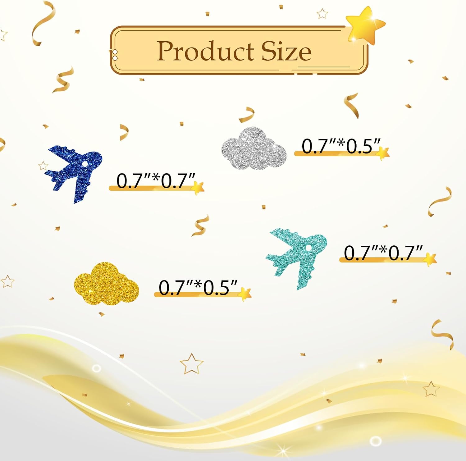 100pcs Cloud & Airplane Confetti, Blue Glitter Plane Table Confetti, Boys Birthday Paper Scatters, Baby Shower/Retirement/Travel Theme Party Table Decoration image 2
