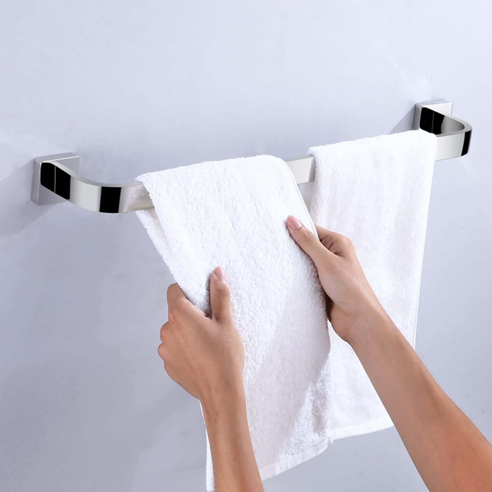 Handtuchstangenschienen, Edelstahl-Handtuchhalter, quadratisch, einzelne Handtuchstange für Küche, Bad und Toilette, poliertes Silber-Finish, 40 cm bis 100 cm optional (Size : 90CM)