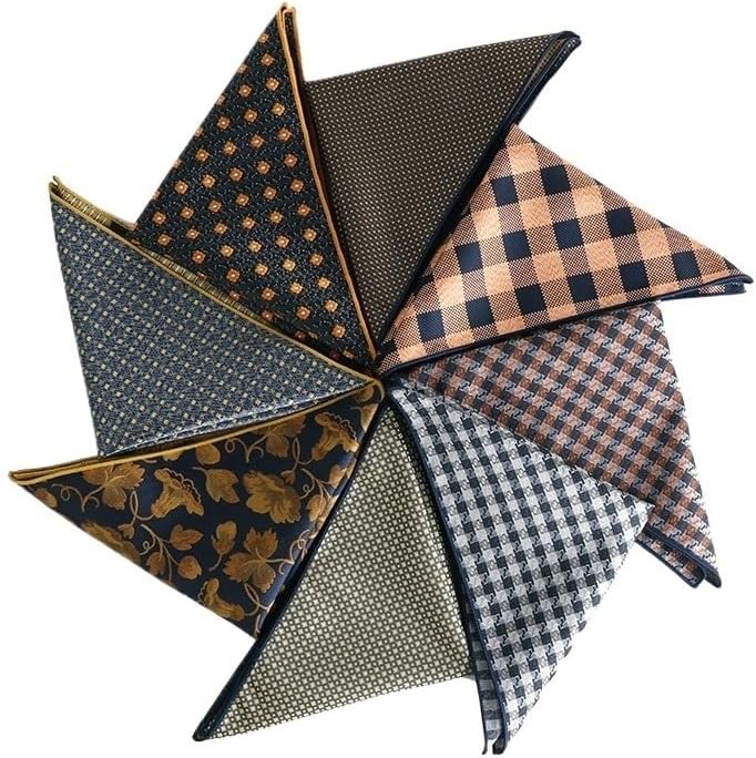Men's Polyester Silk Plaid Suit Pocket Square Retro Gentleman Dress Small Square Chest Scarf
