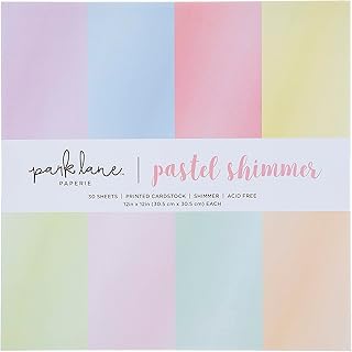 Pastel Paper Shimmer Cardstock, 30 Sheets - 12x12 Pearlescent Double Sid...