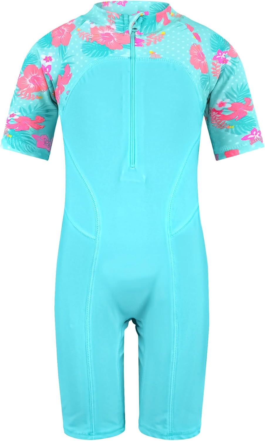 TFJH E Girls Short Sleeve Swimsuits UV 50+ Rash Guard Sunsuits One Piece Bathing Suits 3-12Y
