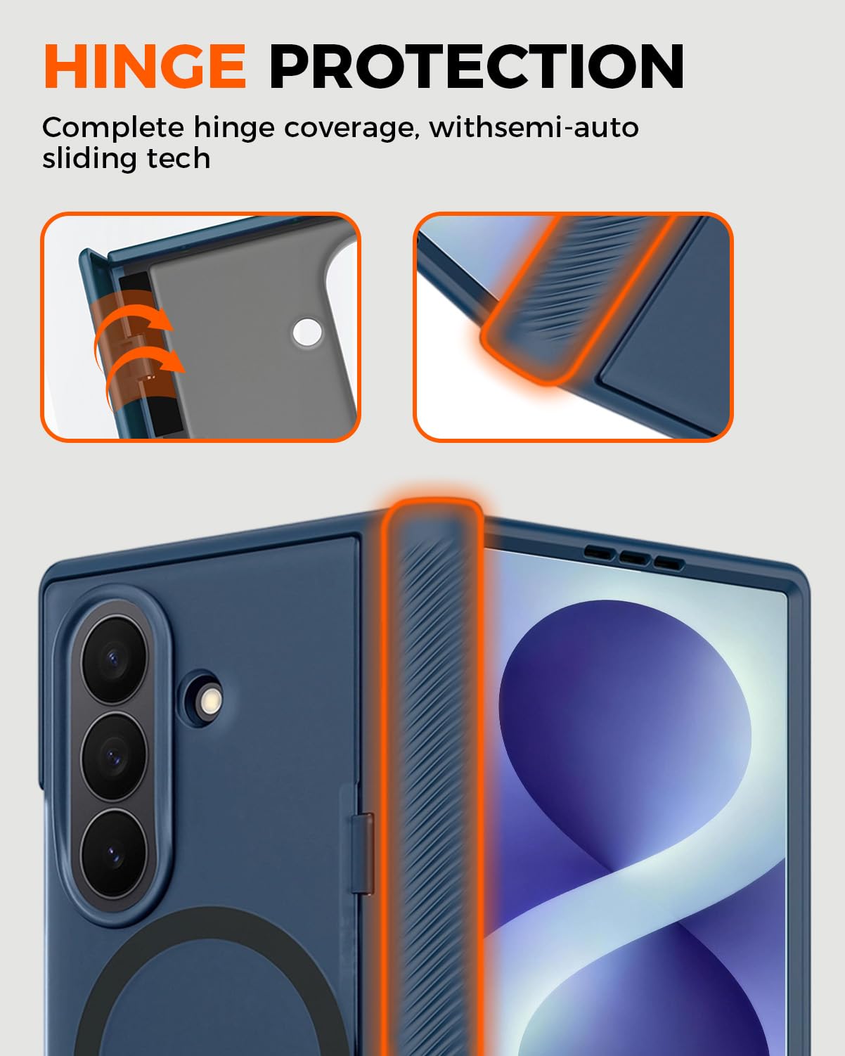 NINKI Funda con función atril para Samsung Galaxy Z Fold 8 Ultra compatible con Magsafe, funda protectora de pantalla con bisagra trasera transparente resistente para Samsung Z Fold 8 Ultra, funda con