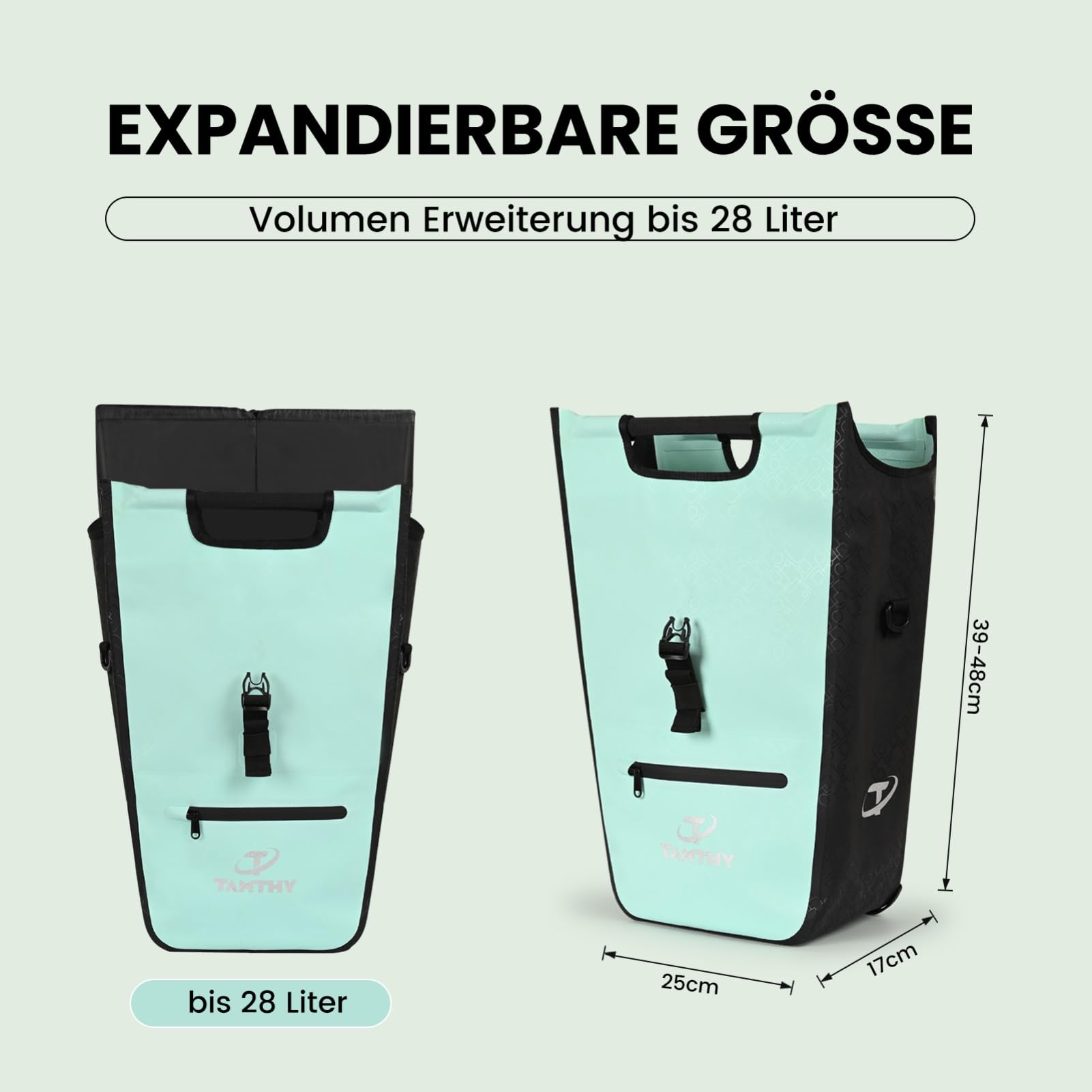 Fahrradtaschen für Gepäckträger mit Herausnehmbarer Kühltasche, 3 in 1 Wasserdicht Fahrradtasche, Umhängetasche & Tragetasche für Pendeln, Reisen (22-28 L)