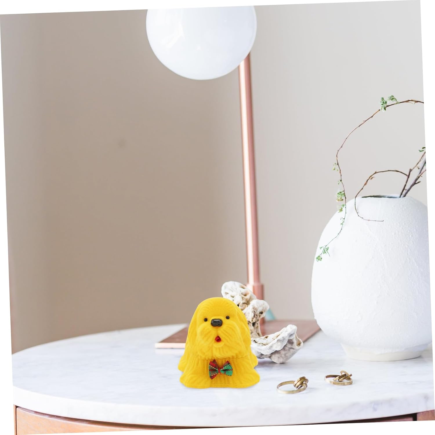 Cartoon Dog Ring Box Yellow Plastic Flocking Jewelry Storage image 5