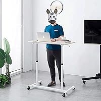 Vista 2 de DATEN Mesas de cama sobre cama con ruedas, mesa de computadora portátil ajustable en altura, escritorio de pie para computadora portátil, mesa Blanco
