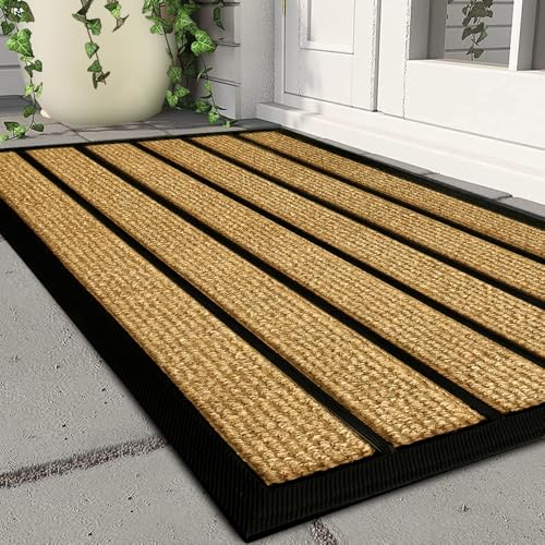 Qingbei Rina Outdoor-Matten für Haustür, 40 x 70 cm, gelber Streifen