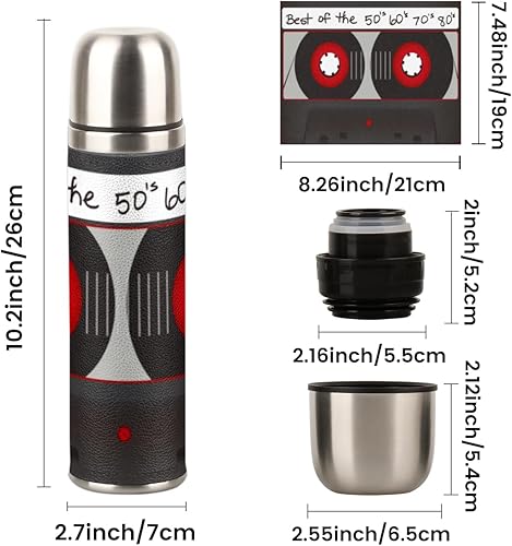 Miniatura 4 de Retro - Botella de agua deportiva de 17 onzas  16.9 fl oz, de acero inoxidable, reutilizable, a prueba de fugas, sin bap, para automóvil, portavasos