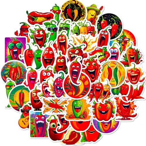 Amazon.com: 50 Pcs Chili Pepper Hot Spicy Stickers Pack for Kids Teens ...