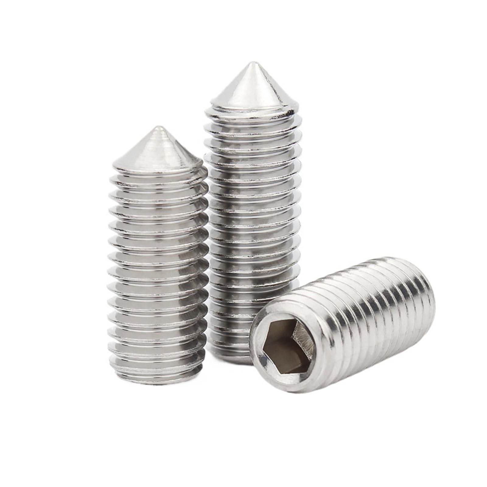 Tornillos de fijación de punta cónica hexagonal M2.5 M3 M4 M5 M6 M8 M10 M12 acero inoxidable 304(45mmx10pcs)
