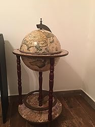 Portabottiglie A Forma Di Mappamondo In Legno - Con Ruote, Per Vino E Bar, Design Elegante - Foto 8