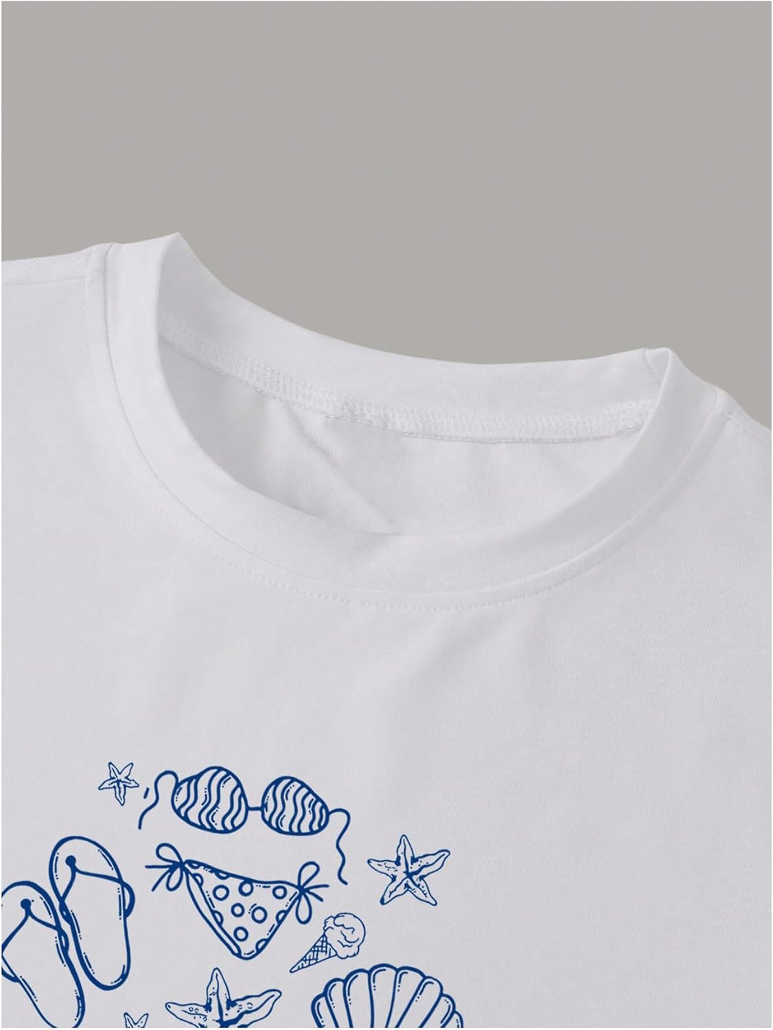 Women's Beach Graphic Tee Trendy Summer Short Sleeve Tee Shirts Crew Neck Crop Tops Bikini Print Preppy Top - Image 3