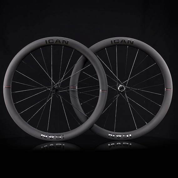 ICAN AERO II Road Carbon Wheel 700C Wide Rim Disc Brake Compatible Clincher Tubeless Bicycle Wheel Lightweight Durable