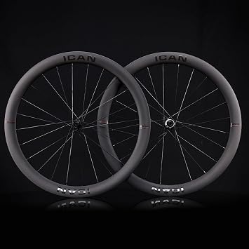 ICAN AERO II Road Carbon Wheel 700C Wide Rim Disc Brake Compatible Clincher Tubeless Bicycle Wheel Lightweight Durable