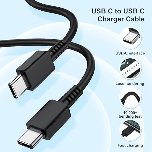 Miniatura 4 de Cargador Samsung de 45 W de carga rápida, paquete de 2 bloques de cargador de pared tipo C con cable USB C de 6 pies, cable de carga Samsung con