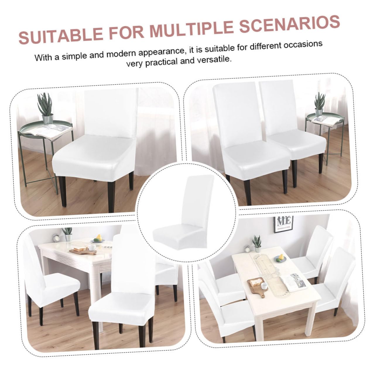 MAGICLULU PU Funda para Silla de Comedor en Color Claro, 4 Piezas Elástica