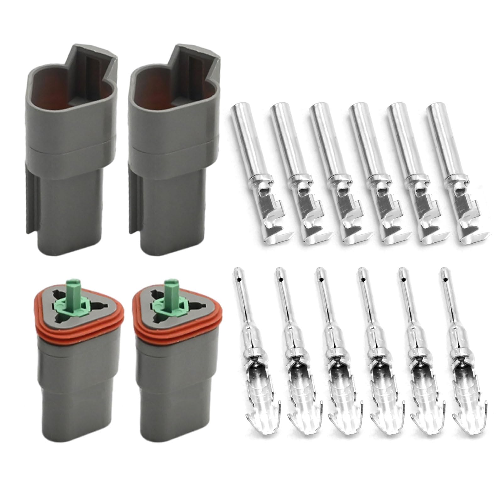 JUUDDENPARTS 3-Pin DT Connector Kit, Auto Waterproof Multi Plug Electrical Wire Connector for Motorcycle, Truck, Car, Boats, Scooter, Caravans (2 Sets)