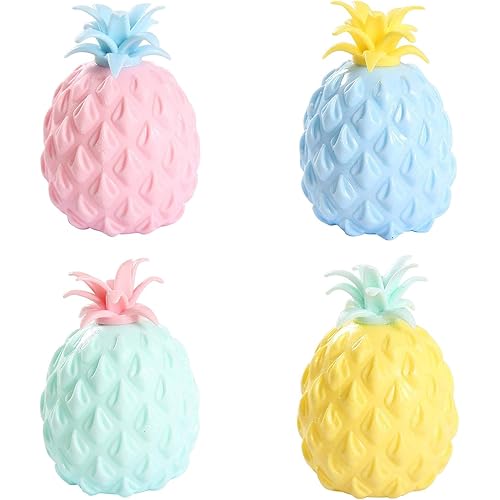(1 Piece) Pineapple Stress Balls Toy, Fruit Fidget Toys Anger Relief Toys, Gel Water Beads - Squeeze, Pull, and Stretch Promote Stress Relief, Calm Focus Kids and Adults (1PCS, Random Color)
