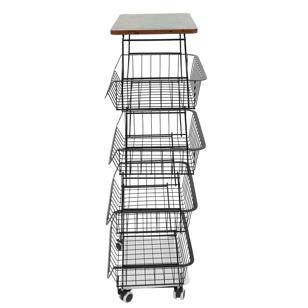 HUOLE Cesta de Frutas de 5 Niveles, Estante para Verduras, encimera, frutero, Estante de Metal, Accesorios de Cocina, Cesta de Almacenamiento, Soporte para frutas-40 * 30 * 94cm (Negro)