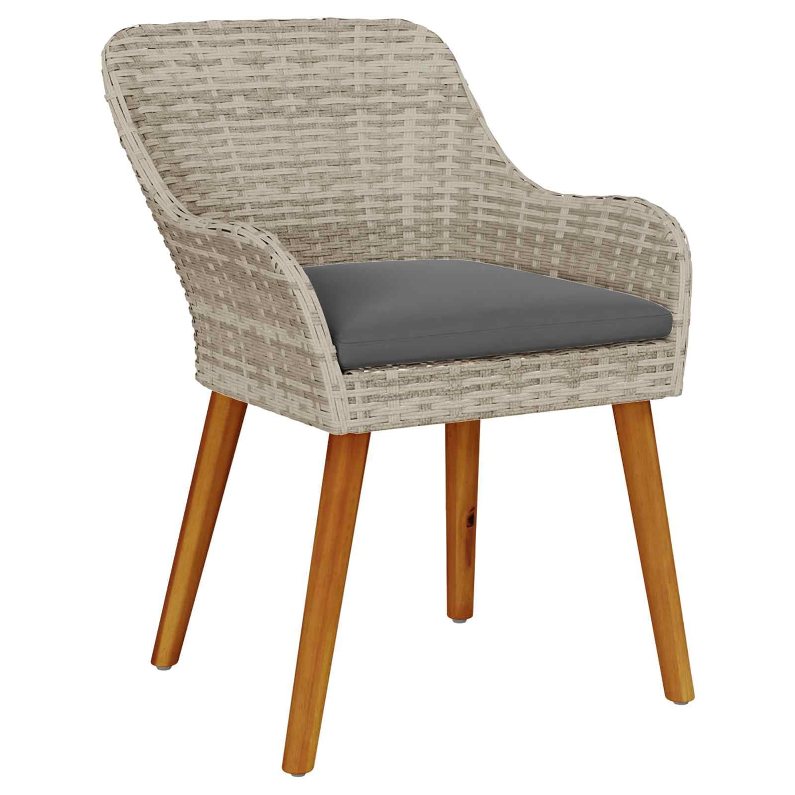 Geecher Set da Pranzo per Giardino, 3 Pezzi in polyrattan Grigio Chiaro con Cuscini Esterni, Tavolo 200x100 cm e sedie 62.5x55x82 cm, Moderno e Resistente alle intemperie for Uso all'aperto