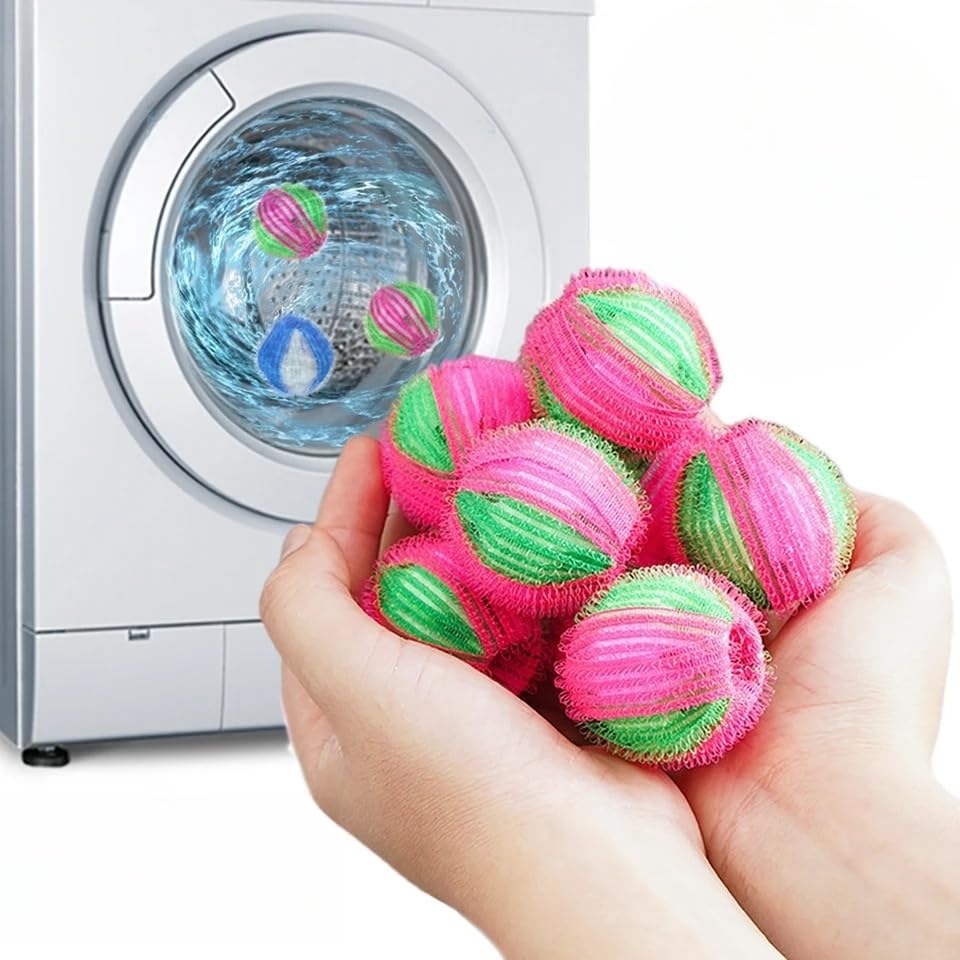 Acchiappa Peli Per Lavatrice, 8 Pezzi Palline Cattura Peli Riutilizzabili, Rimuovi Peli Di Cane E Gatto, Rosa Pesca