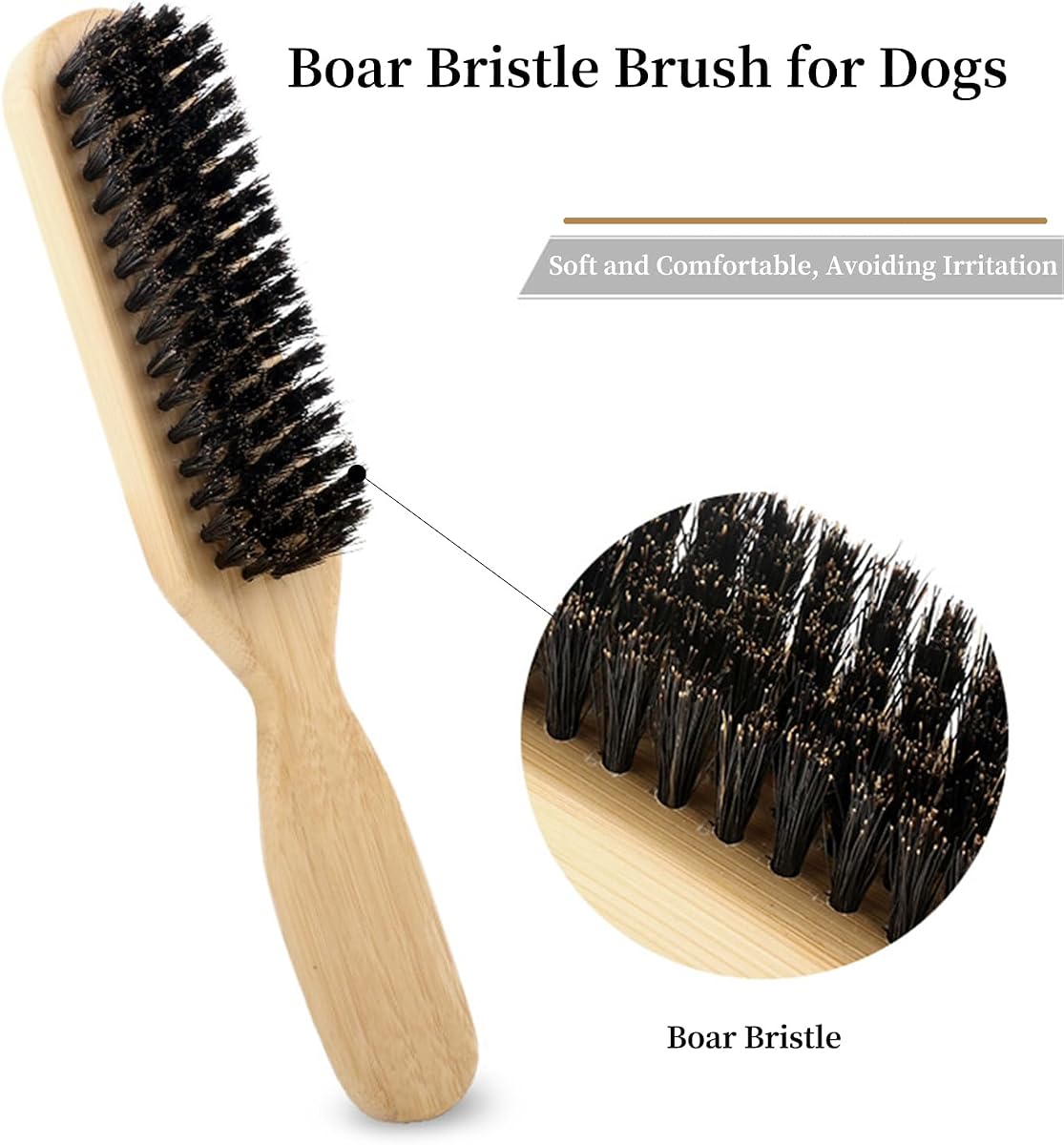 Natural Bamboo & Boar Bristle Grooming Brush view 4