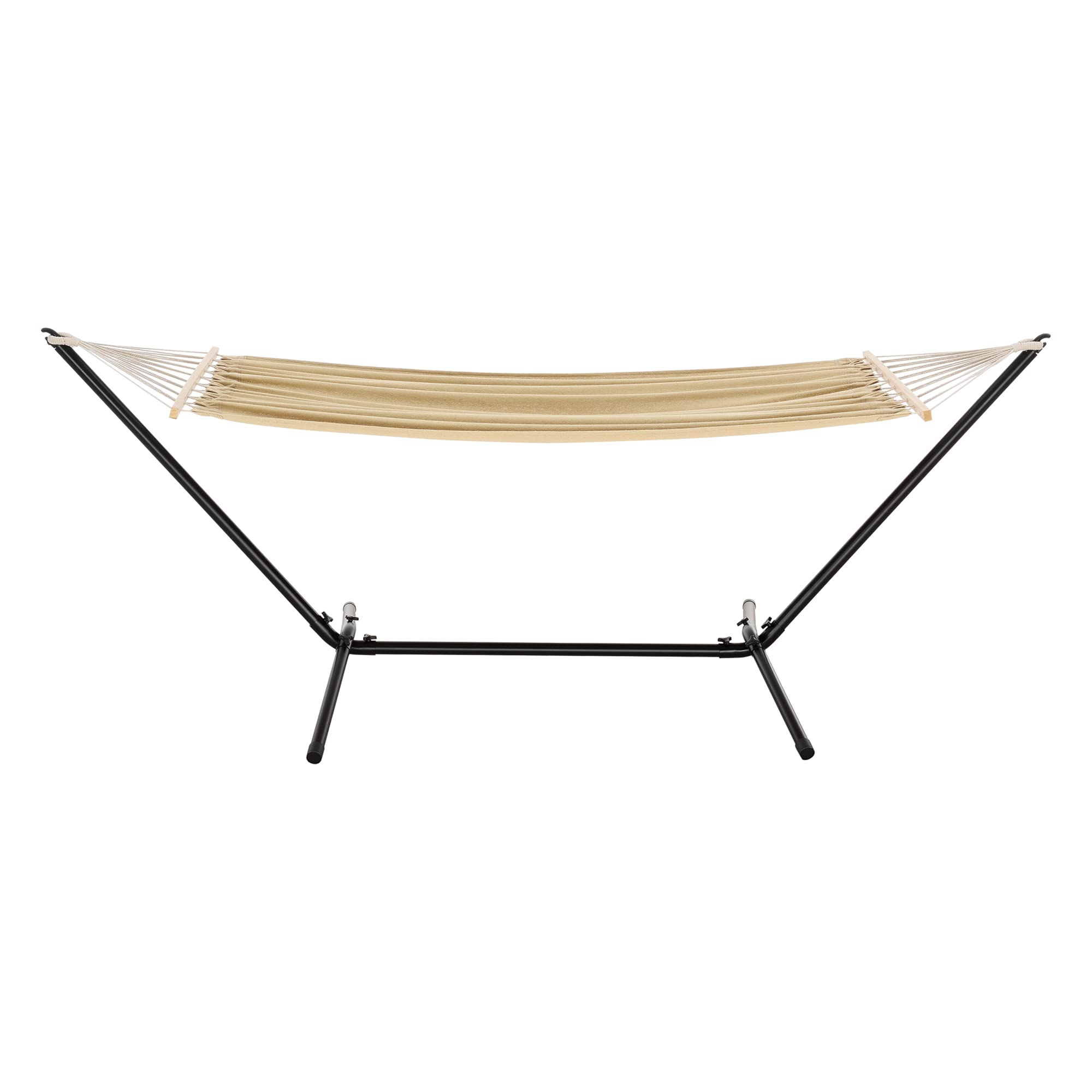 [en.casa] Amaca con Supporto in Acciaio da Esterno e Interno Telo 200 x 100 cm Carico Max. 120 kg Telaio Resistente con Asta Distanziatrice Tessuto Beige