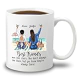 Best Friends Are Like Stars Personalized Friendship White Coffee Mug Mug 11oz 15oz, Choose Names, Scenery, Hairstyles, Custom Mugs For Friends BFF, Besties, Good Friends Birthday Mug Gift