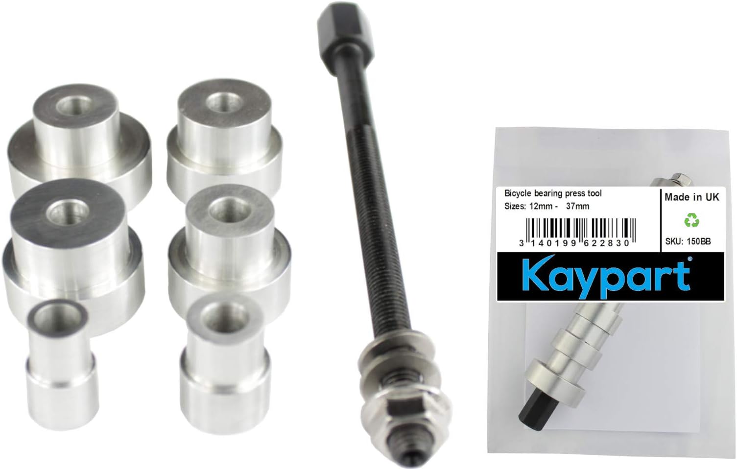 Kaypart Hand Bicycle Bearing Press Tool for hub Wheel and Frame, Bike Installation kit, Sizes 12mm-37mm