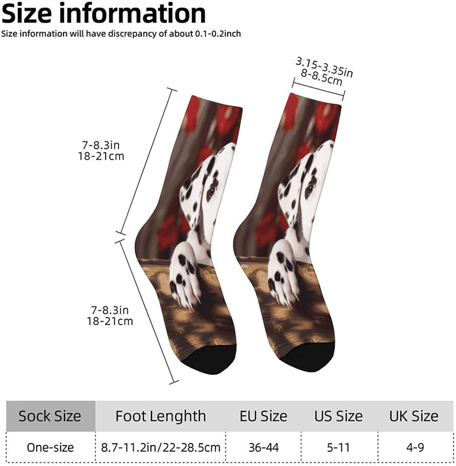 Dalmatian Puppy Crew Sock High Stocking Grippy Socks | Socks for Men & Women,Stockings-Long Thin Tube Sports, Breathable Soft Athletic for Nurses,Travel