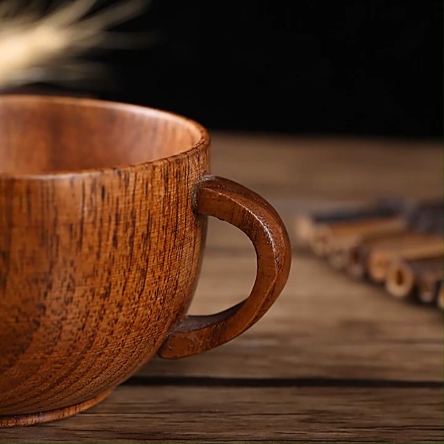 Juego de 4 tazas de madera para café y té miniatura 7