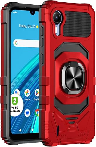 jackpot wireless Funda compatible con Cricket Debut S2, Att Calypso 4, con protector de pantalla de vidrio templado, cubierta protectora resistente
