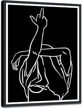 Novatique Black and White Minimalist Wall Decor Abstract Line Canvas Wall Art Print Women Body Line Artwork Figure Drawing Painting for Bedroom Bathroom, 12x 16inch